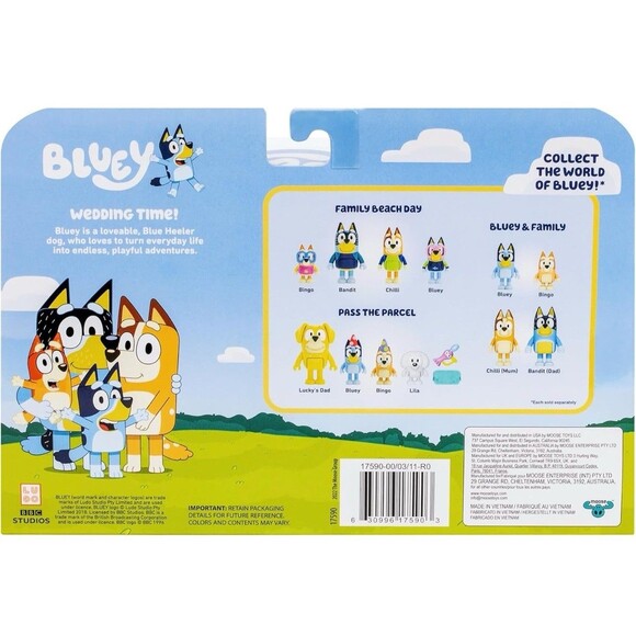 Bluey 4-Pack Wedding Time Figures, Includes Uncle Rad, Frisky, Bluey and Bingo - Picture 5 of 5
